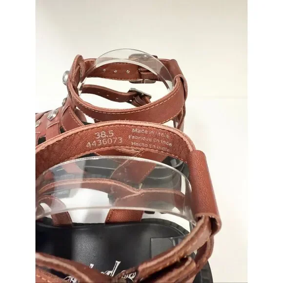 Free People Hadley Hammered Stud Sandals Leather Gladiator 38.5 8.5 - Picture 6 of 8